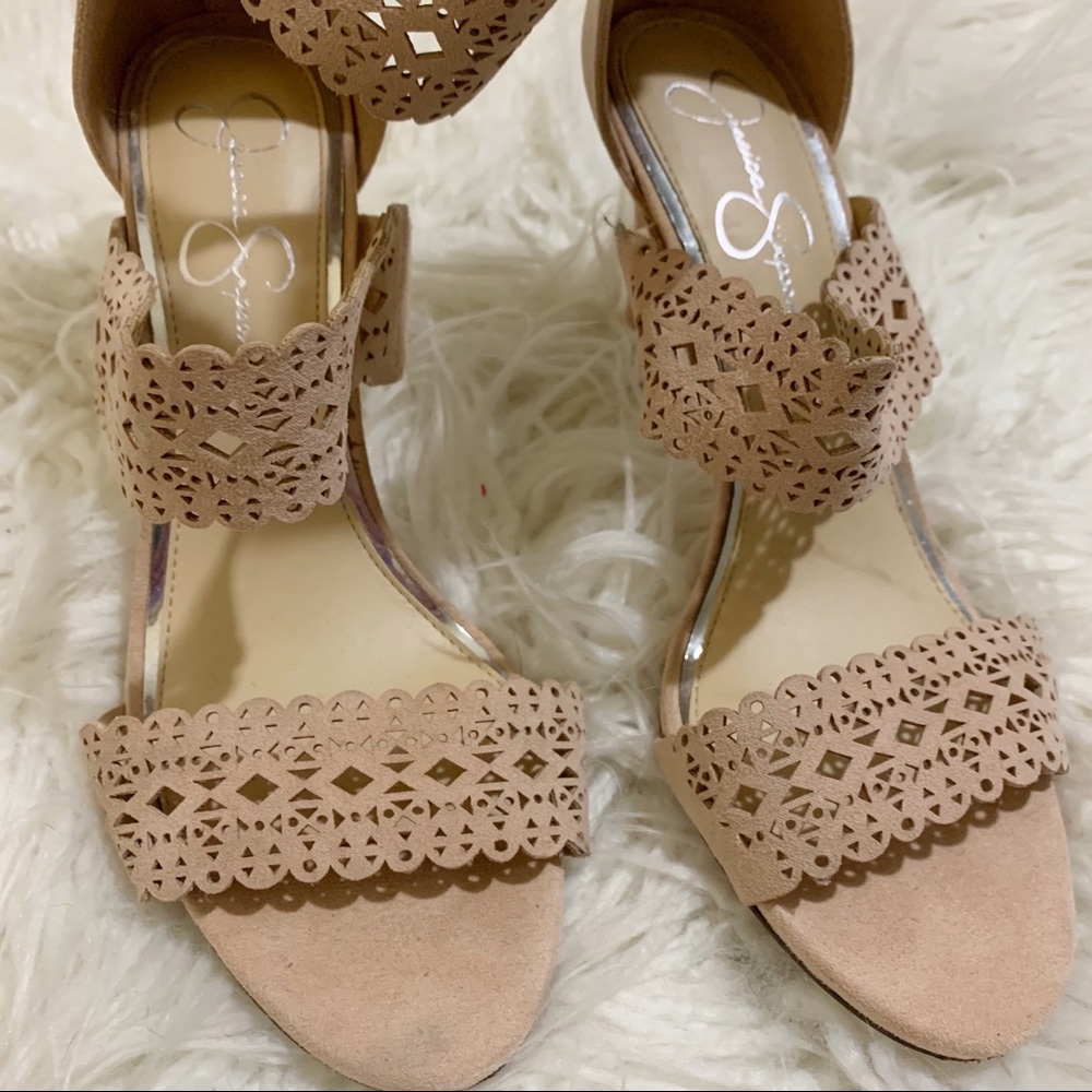 Laser-cut nude heels